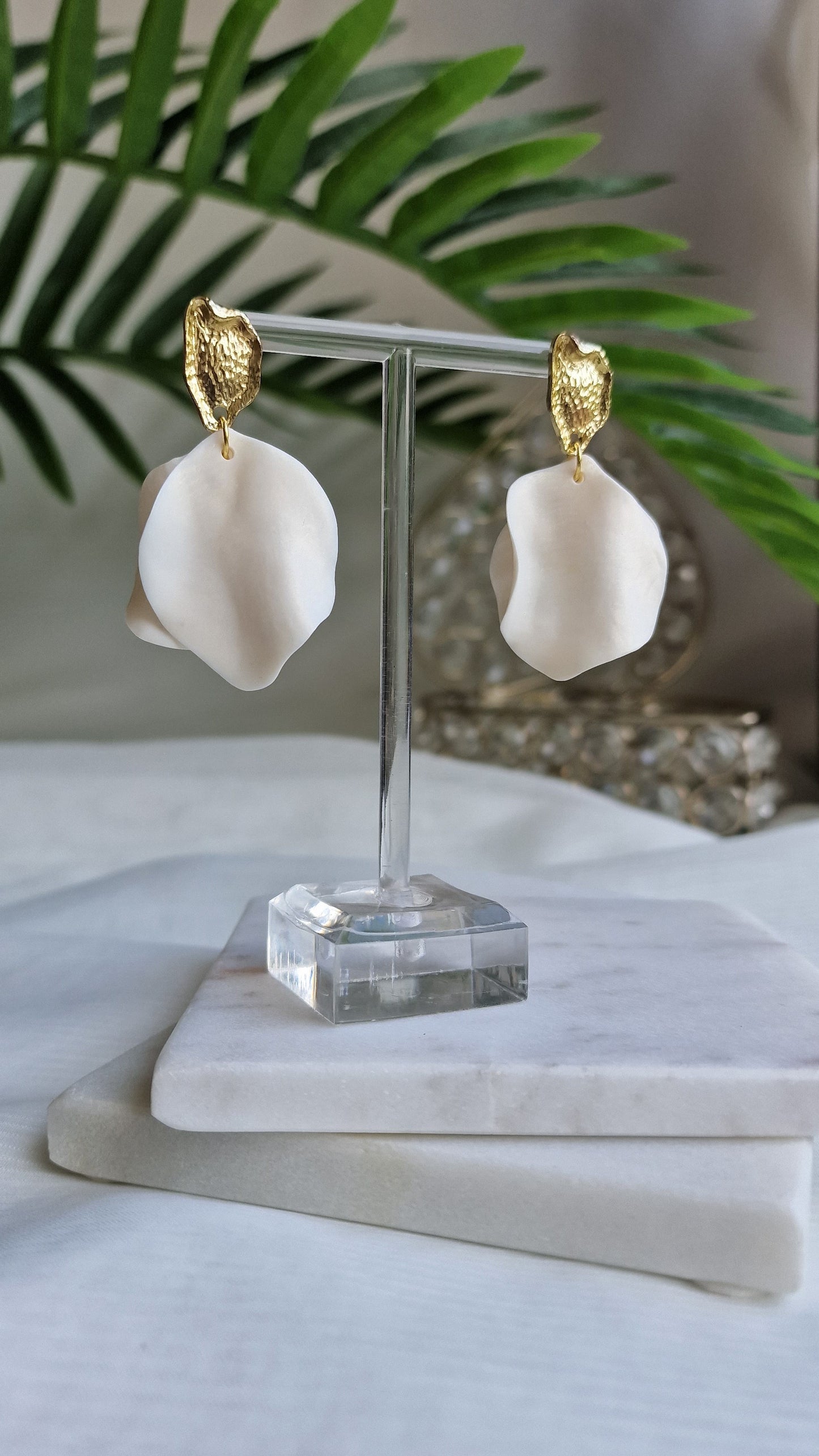 The Anastasia - Silky Ivory Gold Earrings
