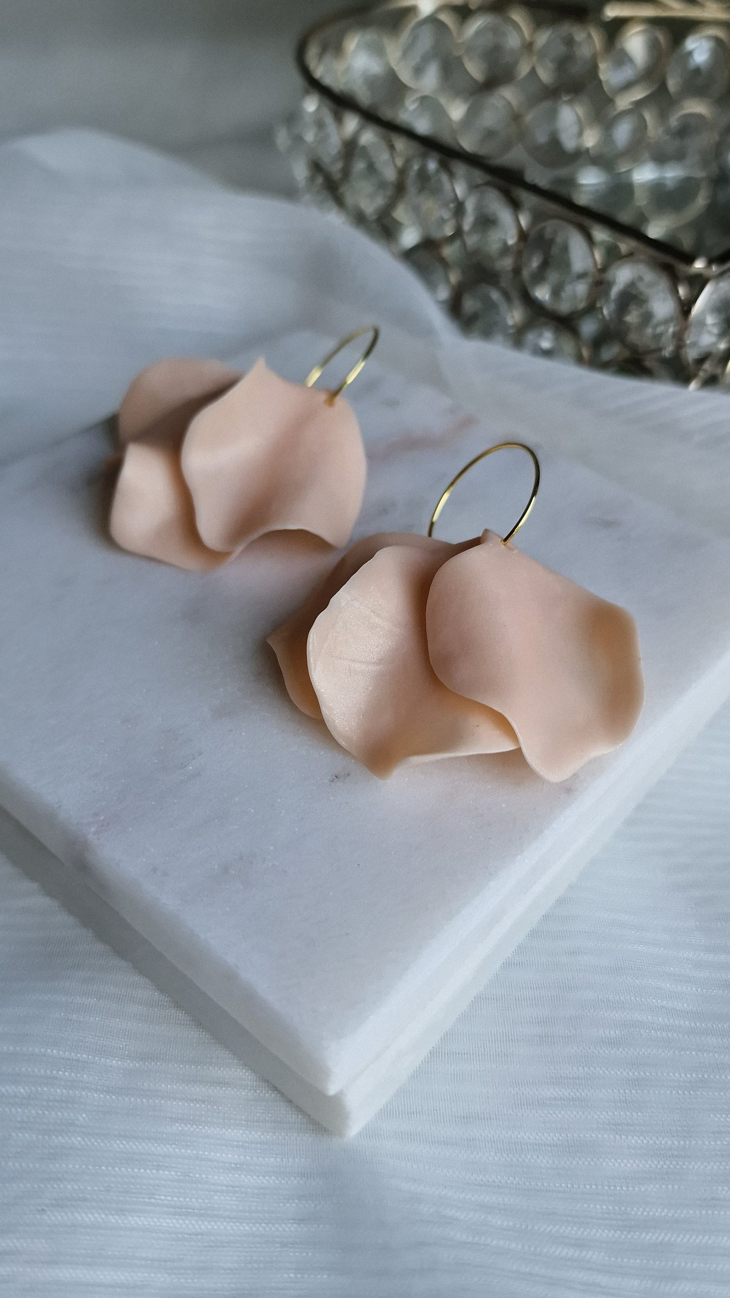 Silky Nude Petal Hoops