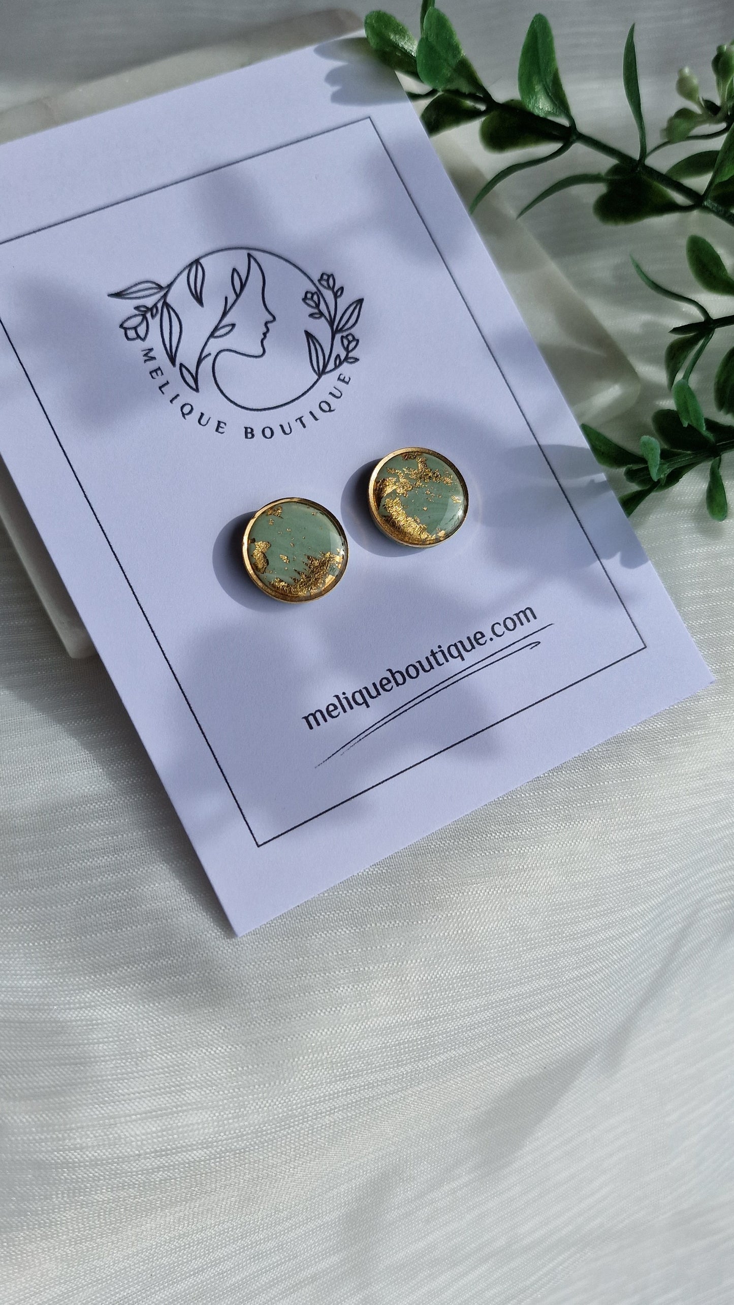 Sage Gold Studs