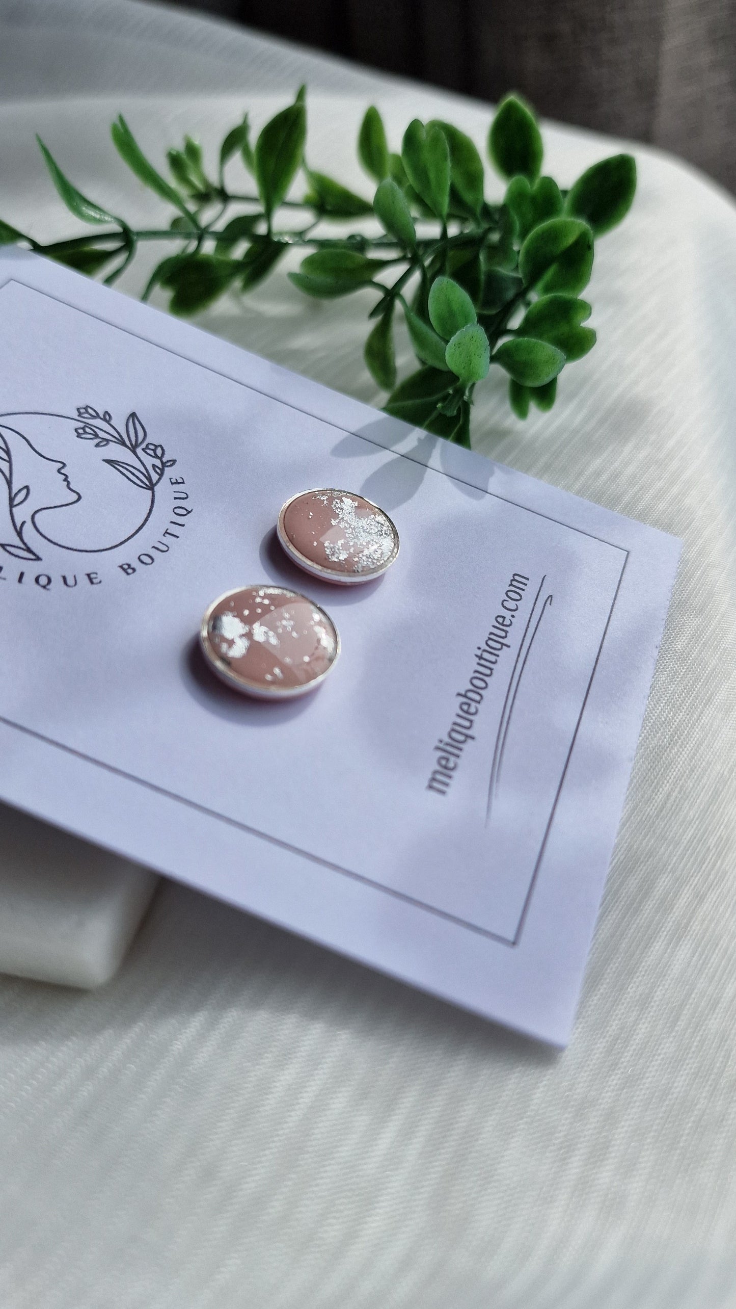 Silver Dusty Pink Studs