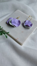 Load image into Gallery viewer, Lavender + Pistachio Petal Earrings
