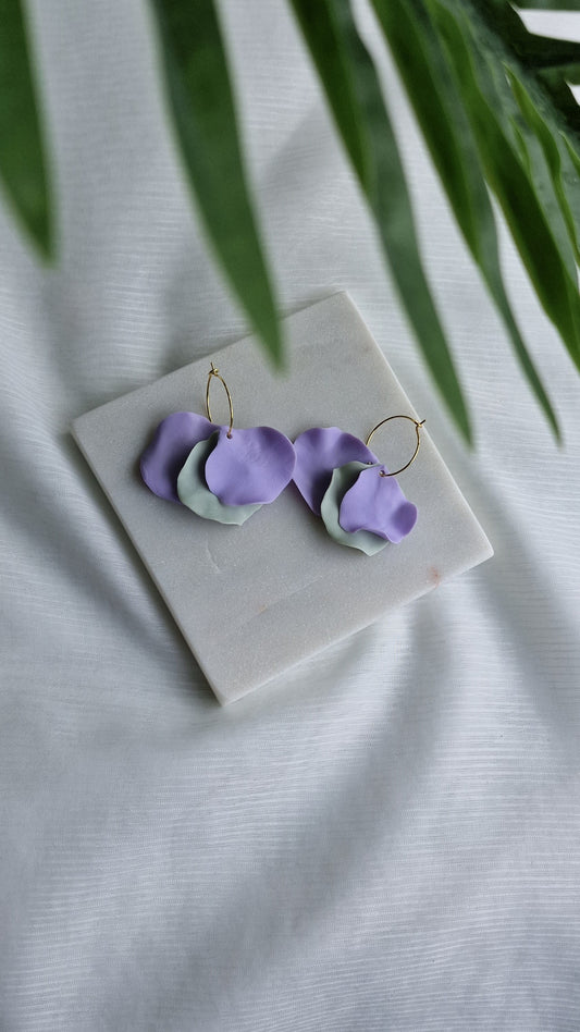 Lavender + Pistachio Petal Earrings