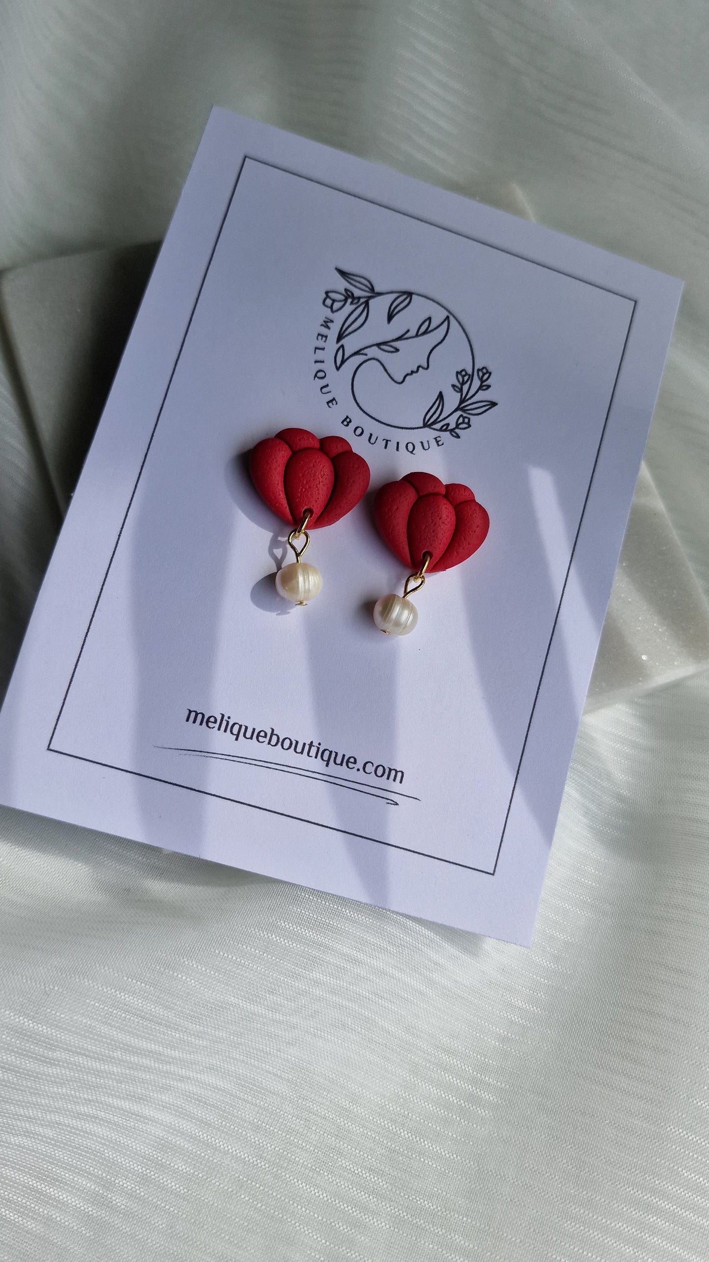 Abstract Red Floral Earrings