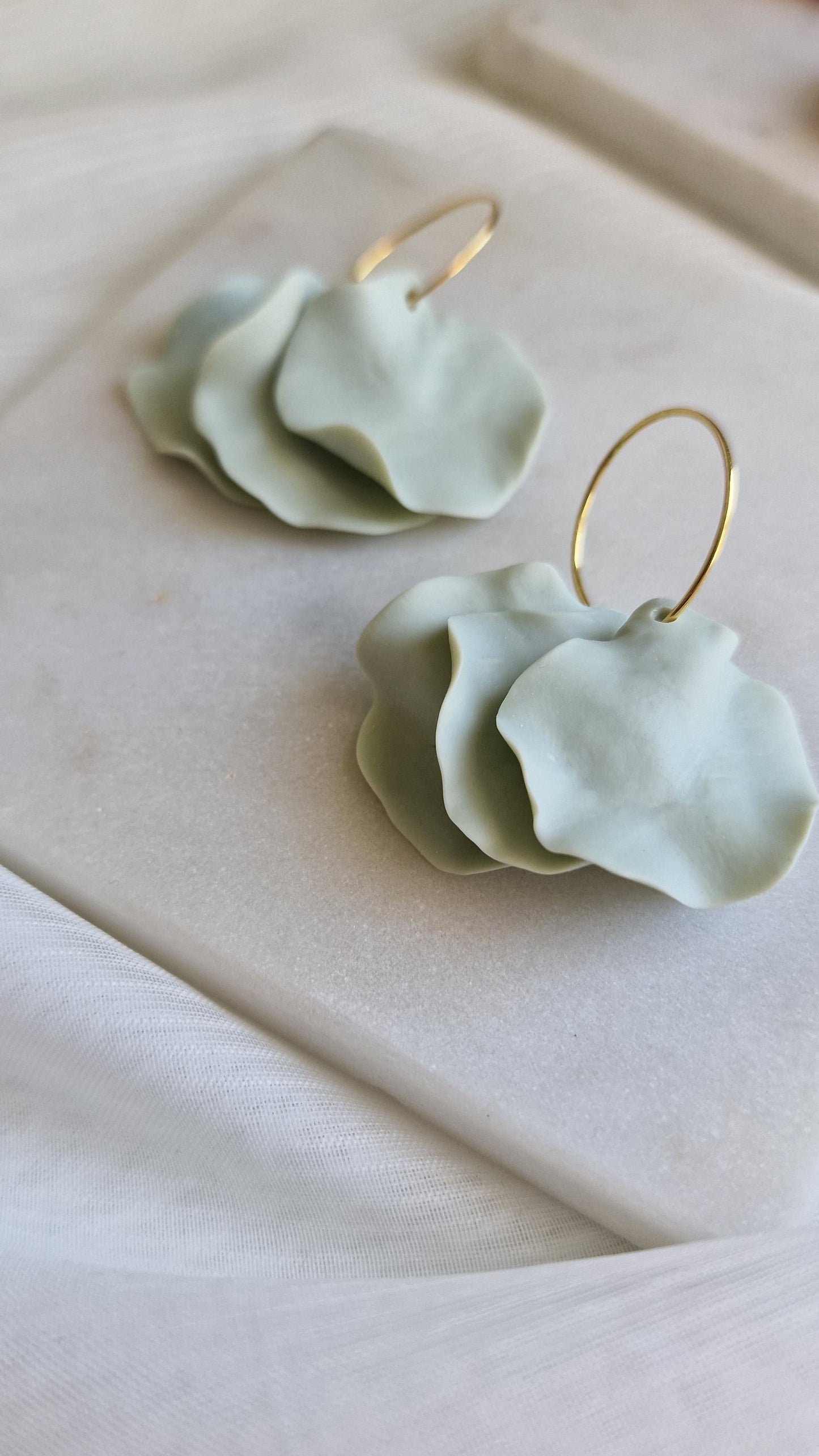 Pistachio Green Petal Earrings