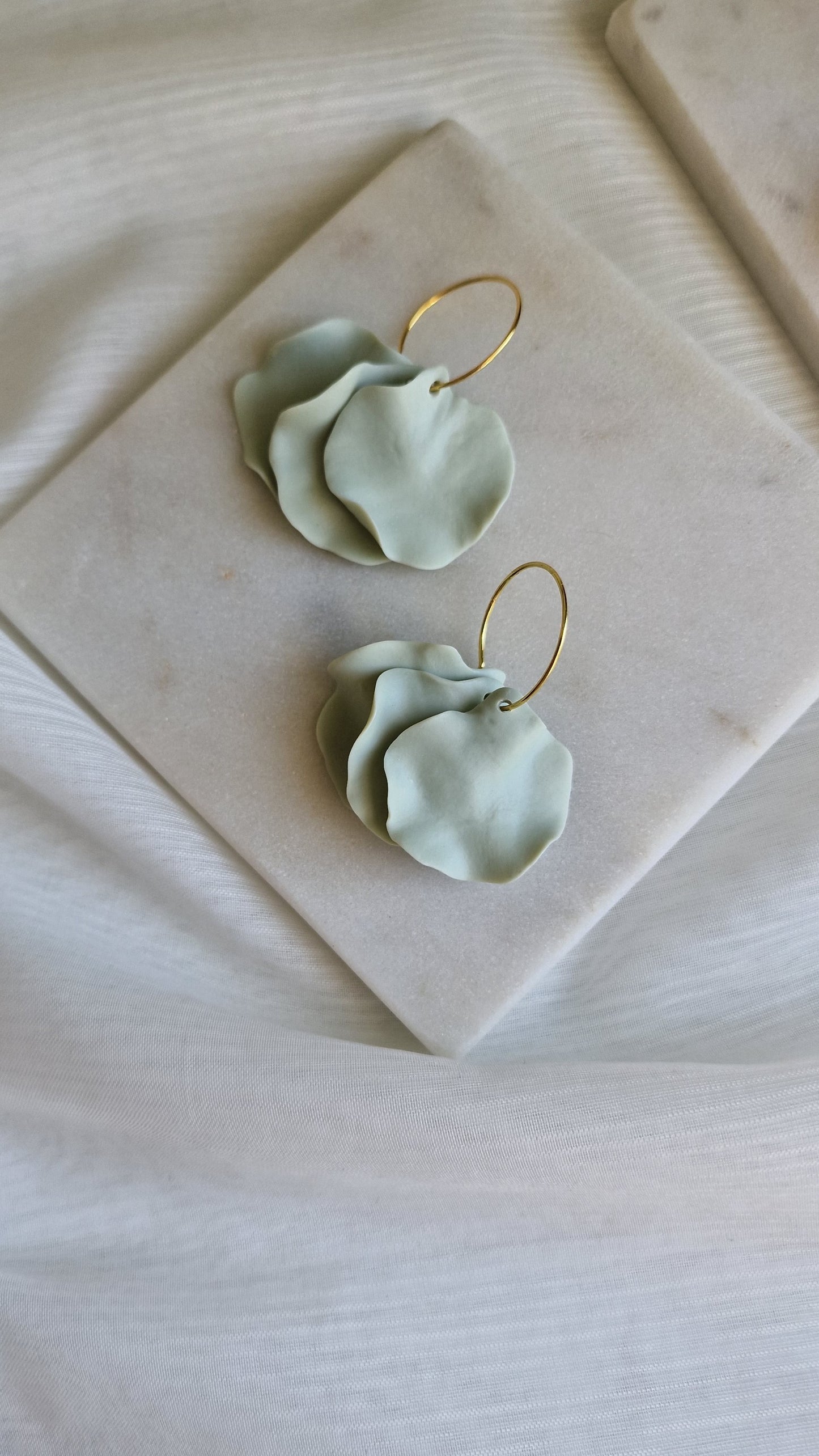 Pistachio Green Petal Earrings