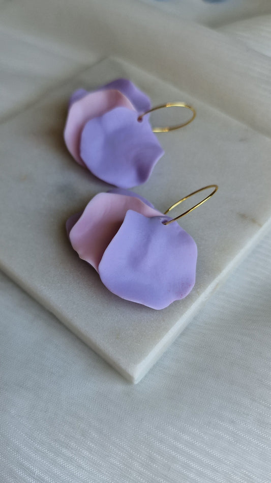 Lavender + Soft Pink Petal Earrings