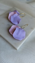 Load image into Gallery viewer, Lavender + Soft Pink Petal Earrings
