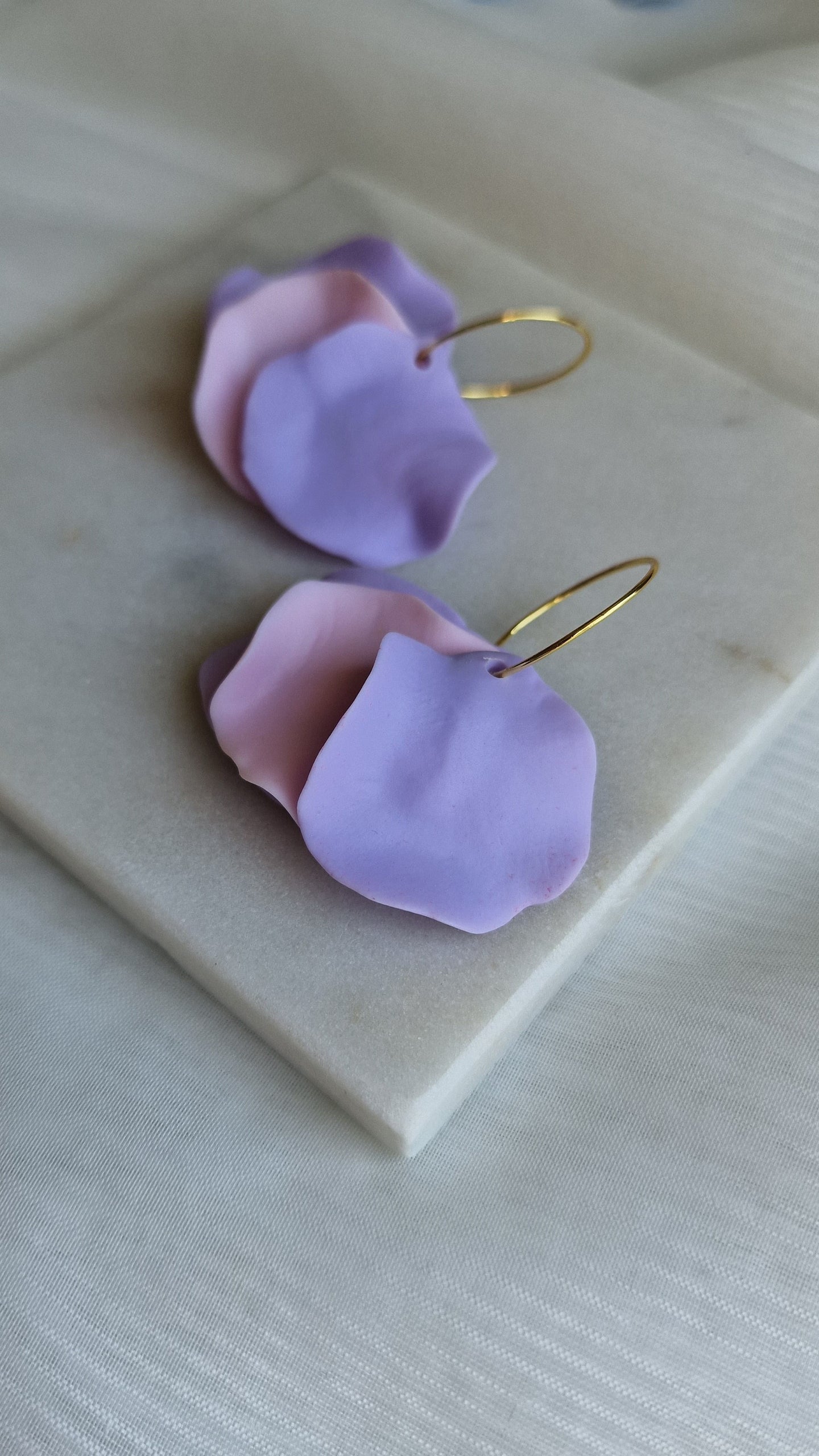 Lavender + Soft Pink Petal Earrings