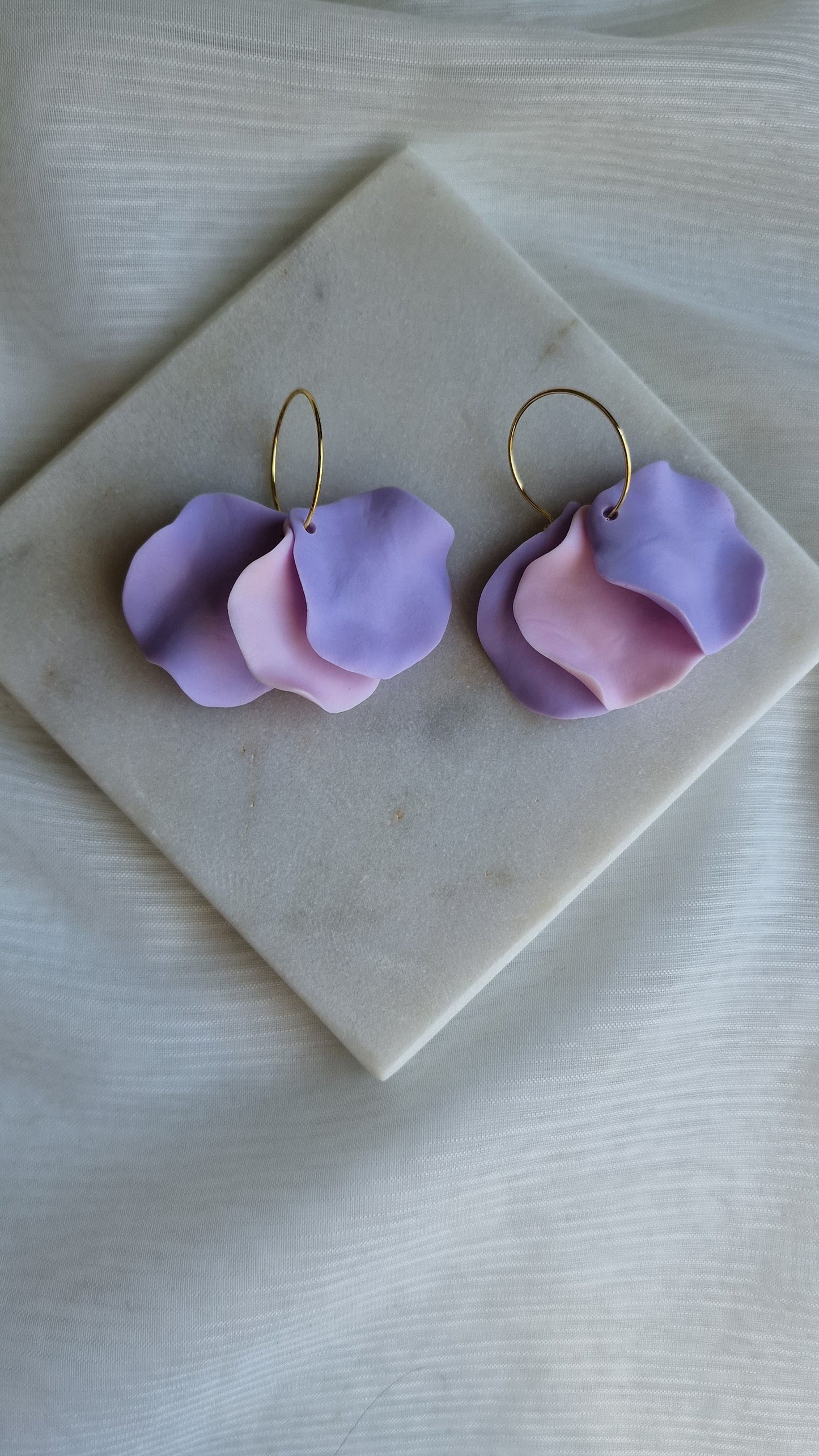 Lavender + Soft Pink Petal Earrings