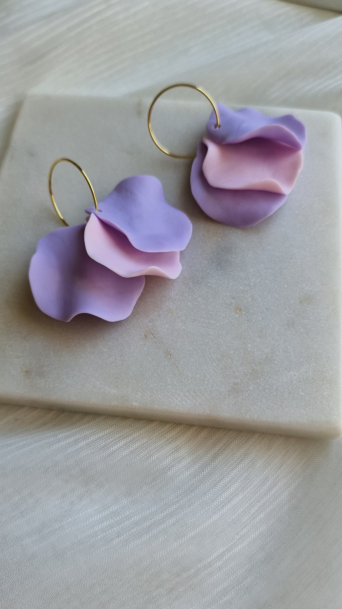 Lavender + Soft Pink Petal Earrings