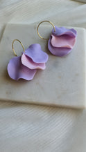 Load image into Gallery viewer, Lavender + Soft Pink Petal Earrings
