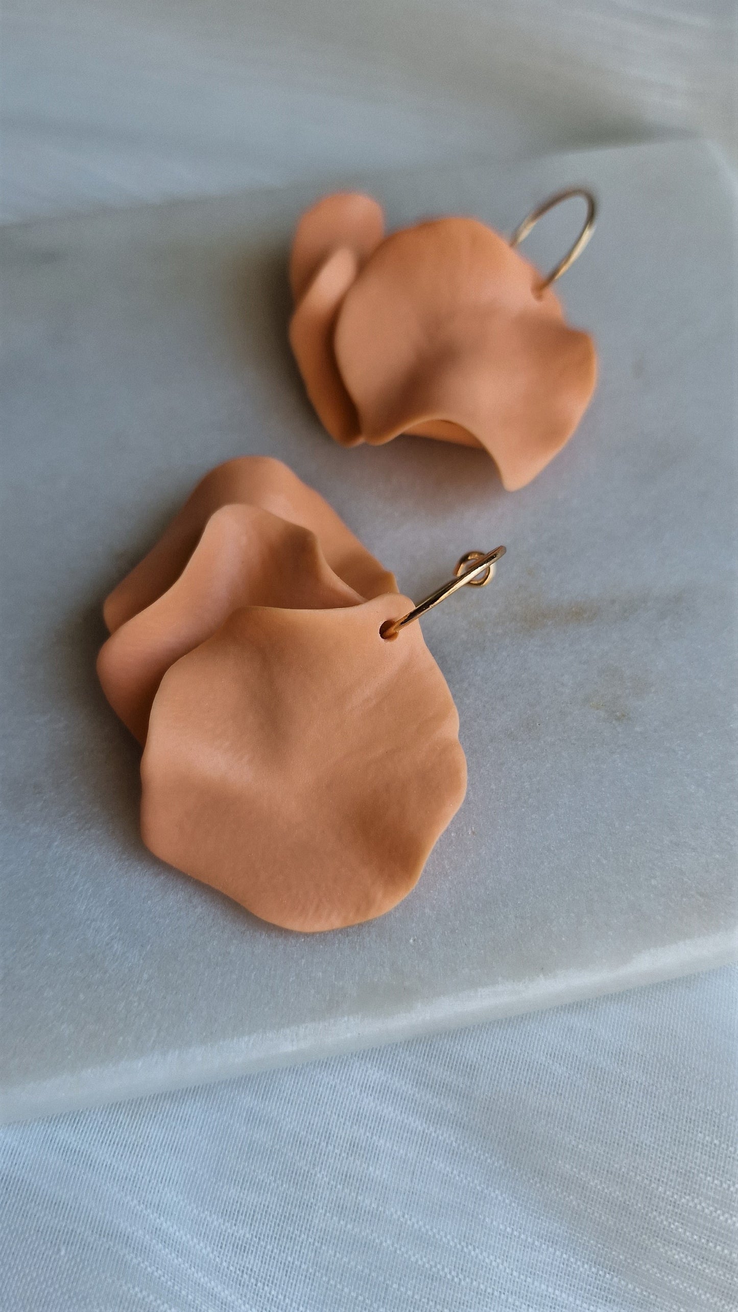 Soft Tangerine Petal Earrings