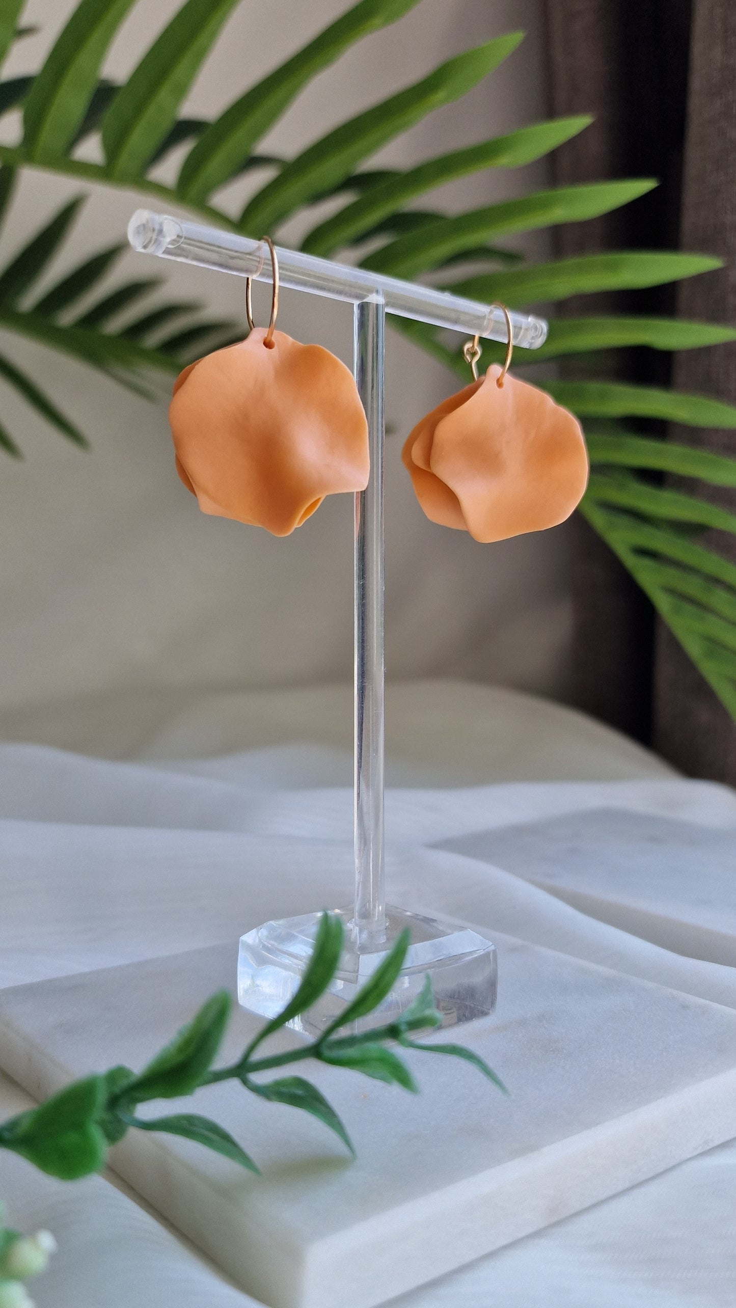 Soft Tangerine Petal Earrings