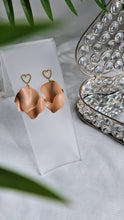 Load image into Gallery viewer, Silky Beige Heart Earrings
