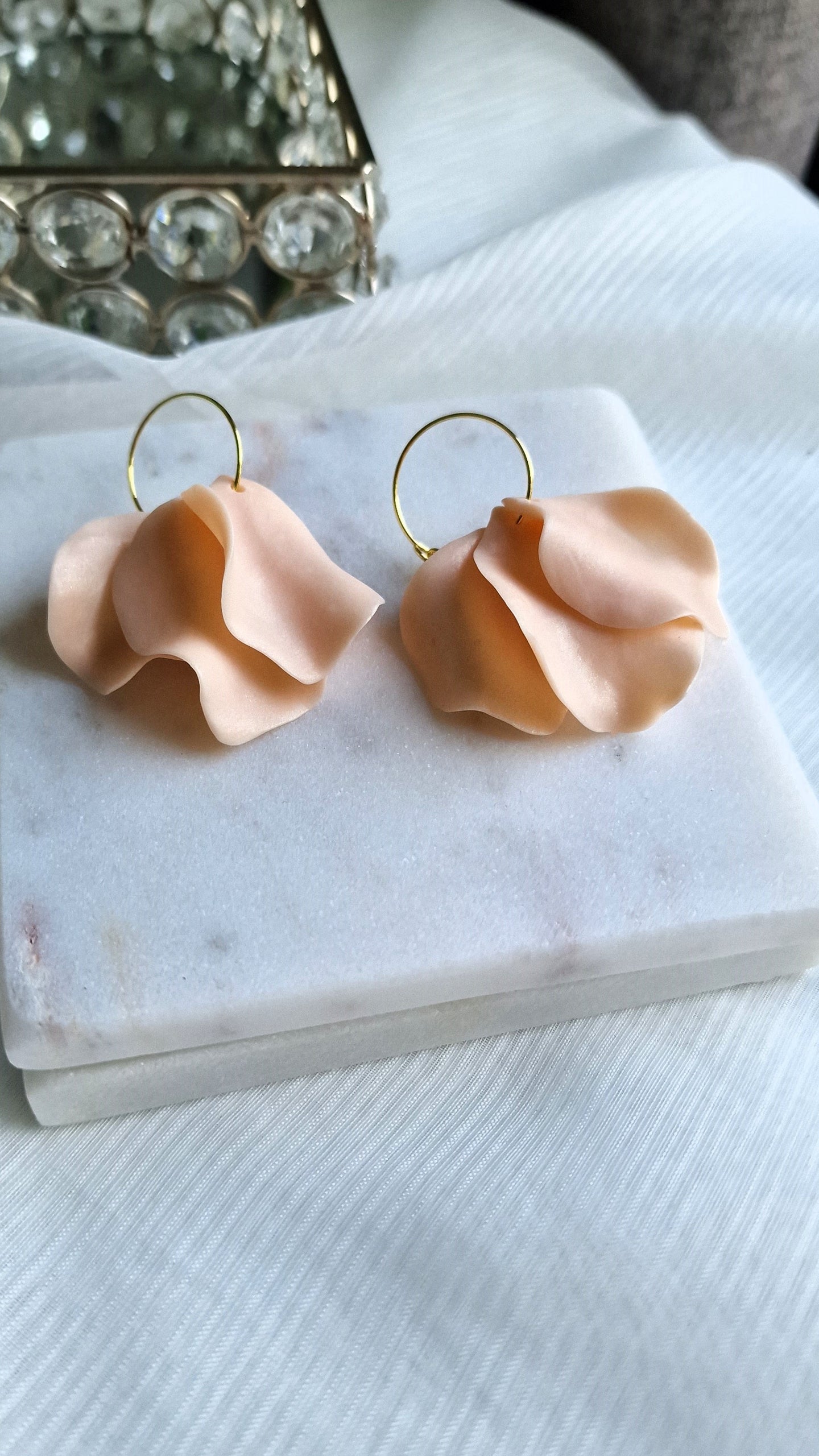 Silky Nude Petal Hoops