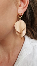 Load image into Gallery viewer, Silky Beige Heart Earrings
