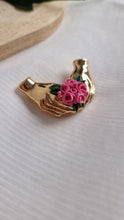 Load image into Gallery viewer, Hands of Love: Pink Rose Heart Brooch
