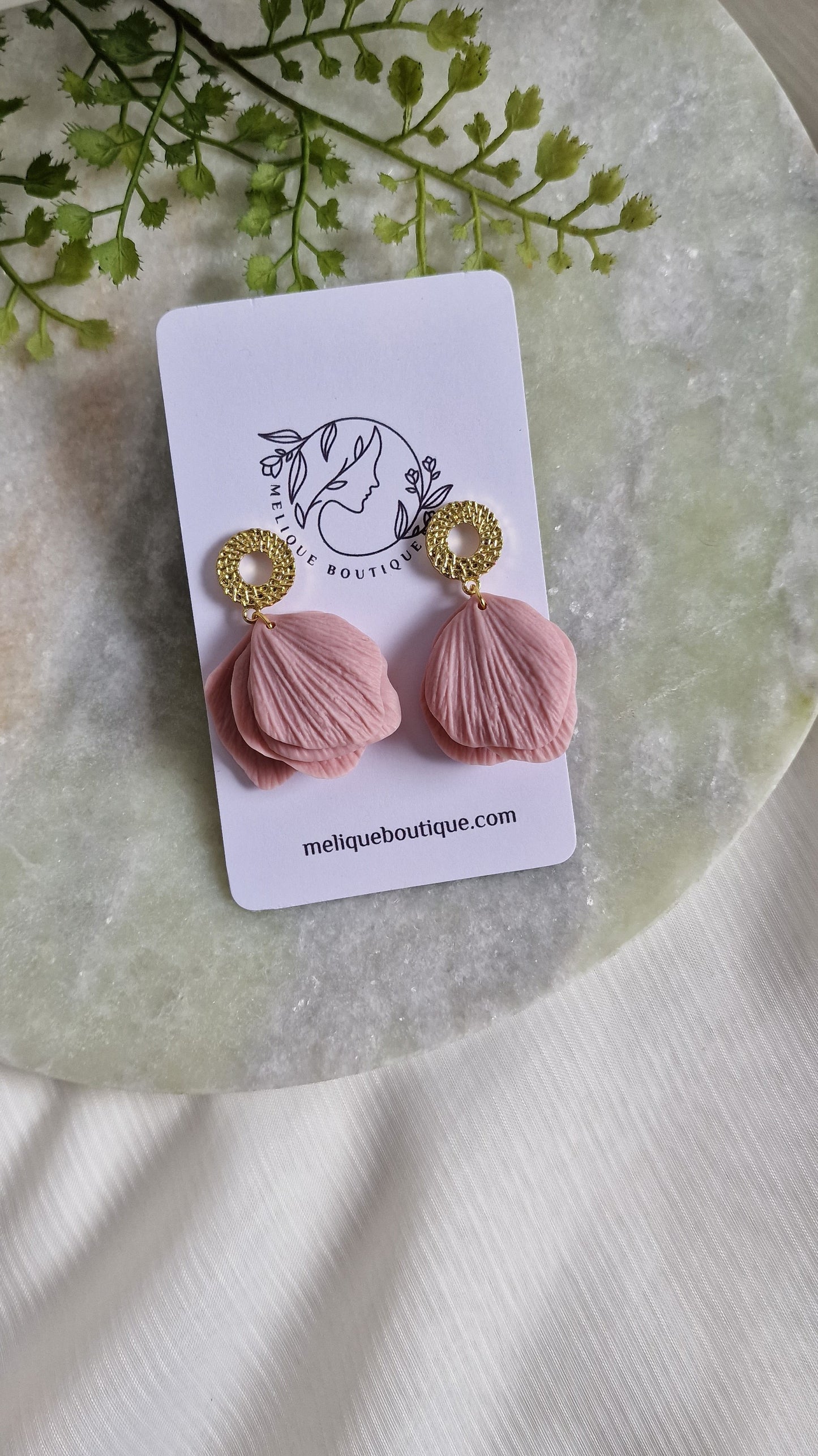 Marilou ( Soft Pink ) - Textured Petal Earrings