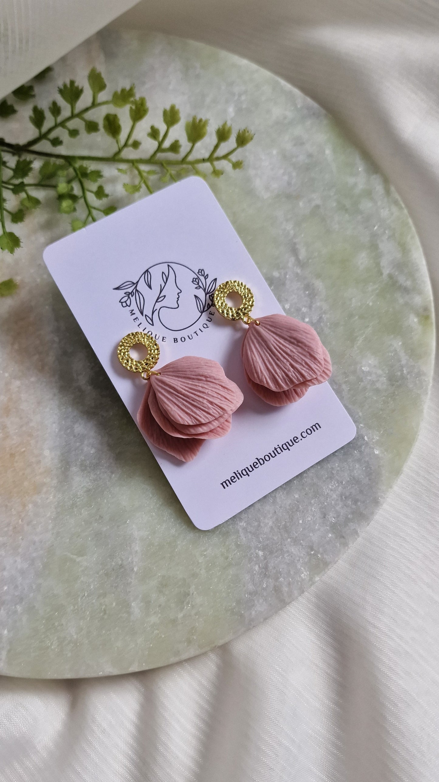 Marilou ( Soft Pink ) - Textured Petal Earrings