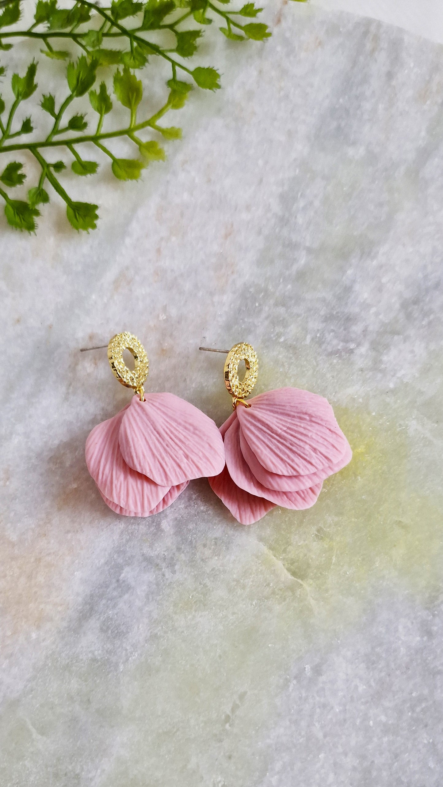 Marilou ( Soft Pink ) - Textured Petal Earrings