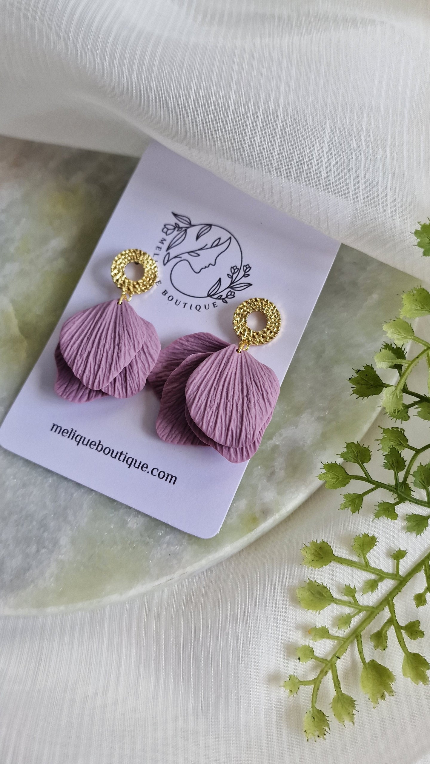 Marilou ( Lilac ) - Textured Petal Earrings