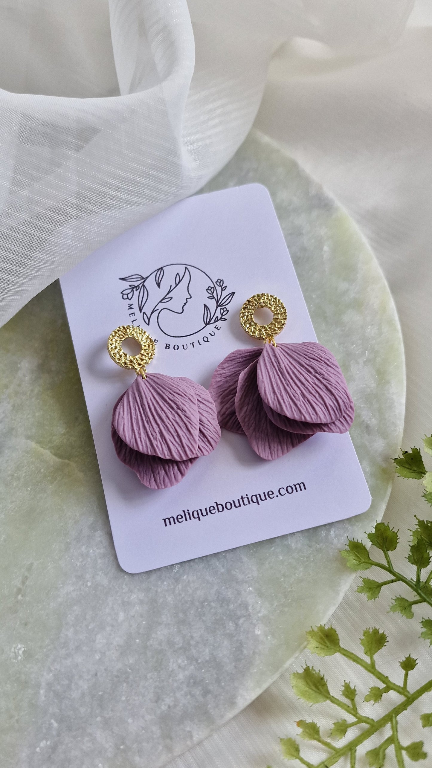 Marilou ( Lilac ) - Textured Petal Earrings