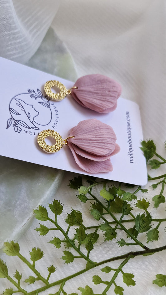 Marilou ( Soft Pink ) - Textured Petal Earrings