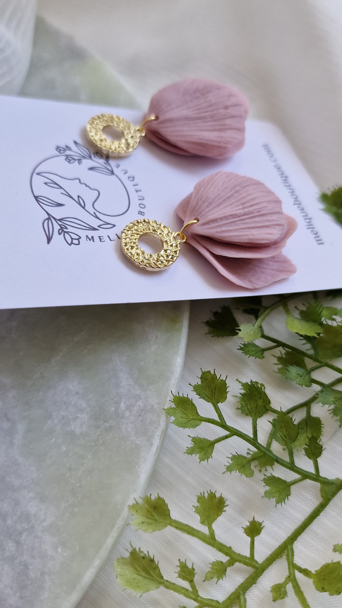 Marilou ( Soft Pink ) - Textured Petal Earrings