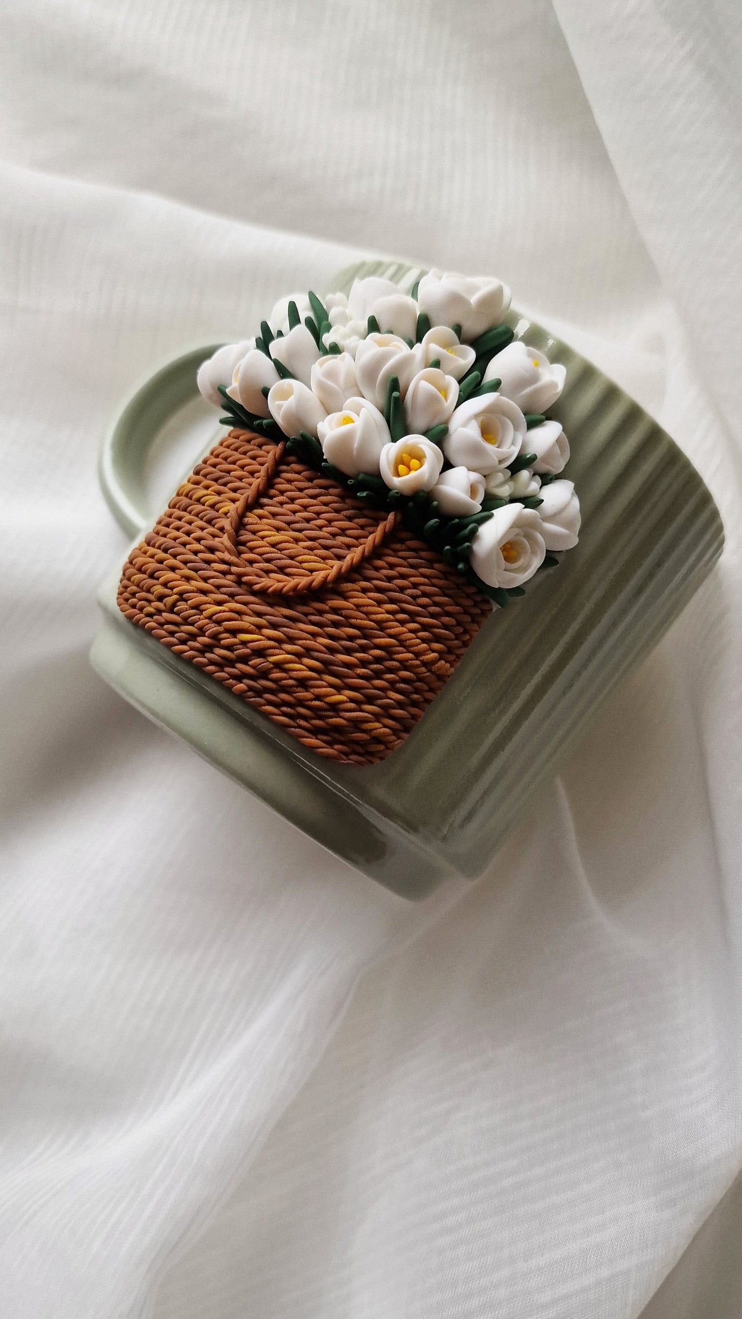 White Blossom Basket Mug - Pre-order