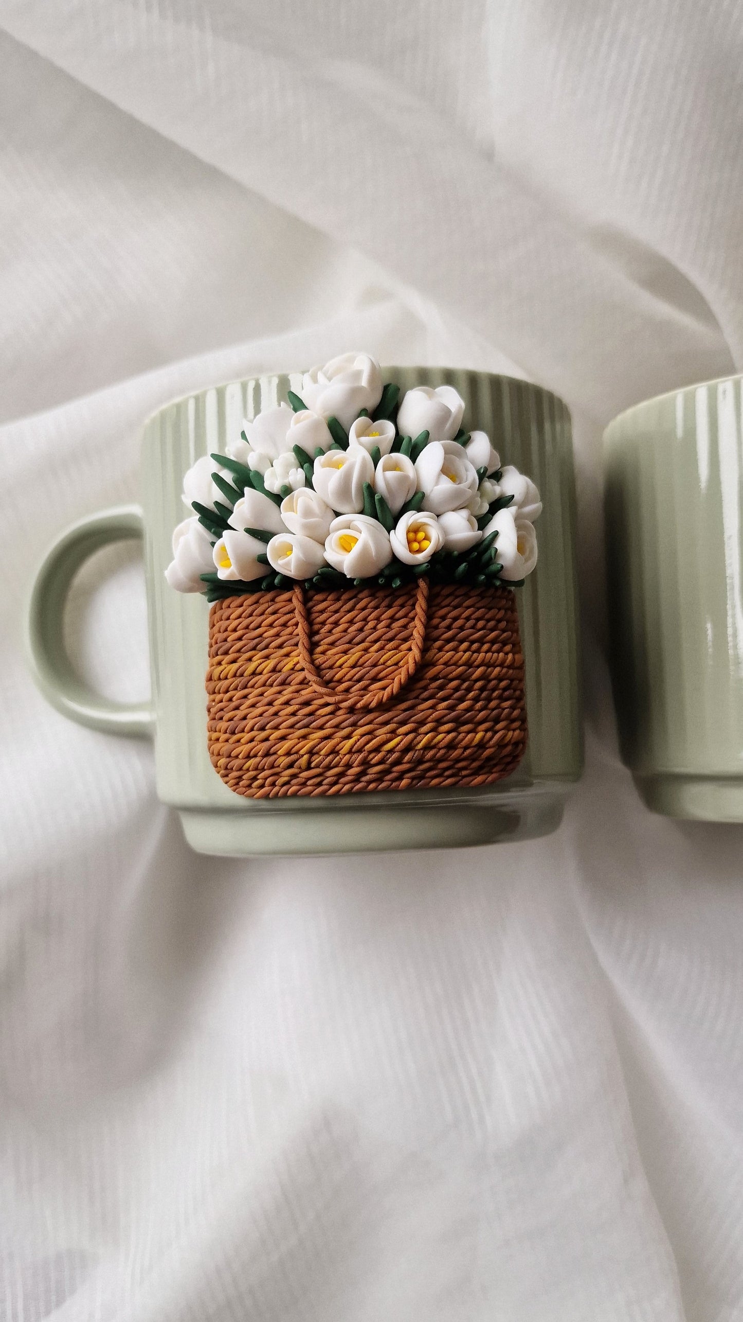 White Blossom Basket Mug - Pre-order