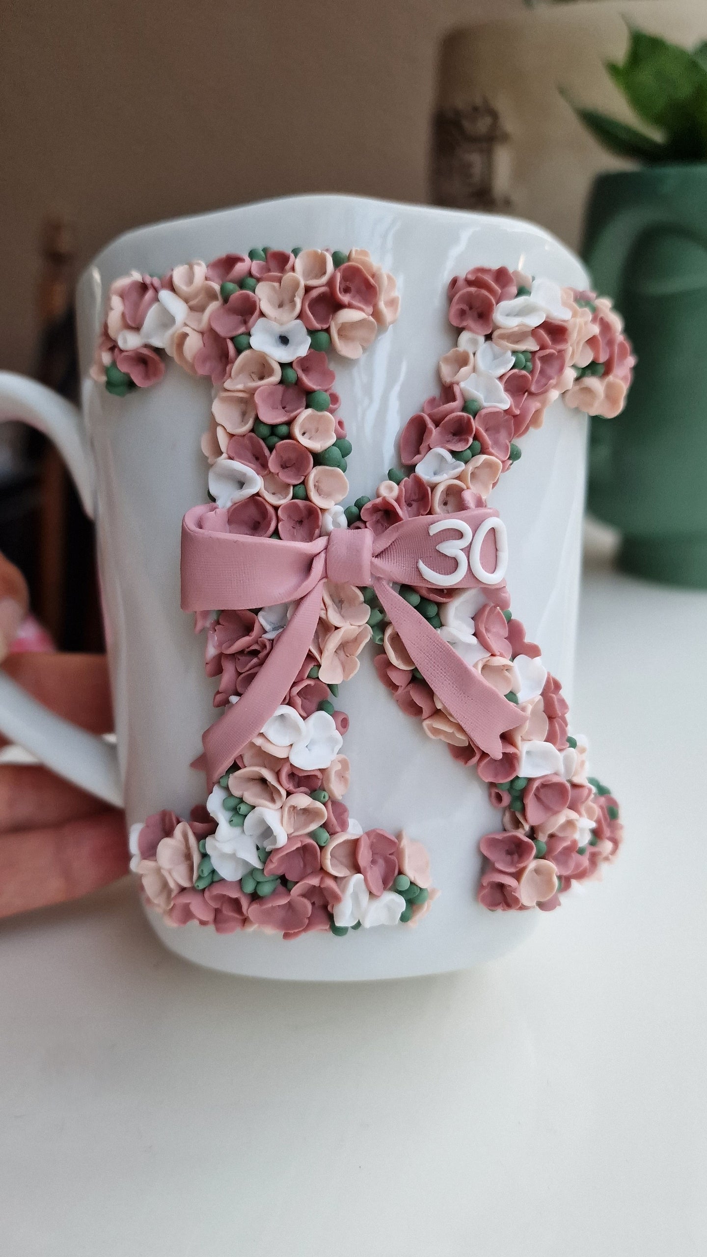 Floral Elegance: Customizable Handmade Mug