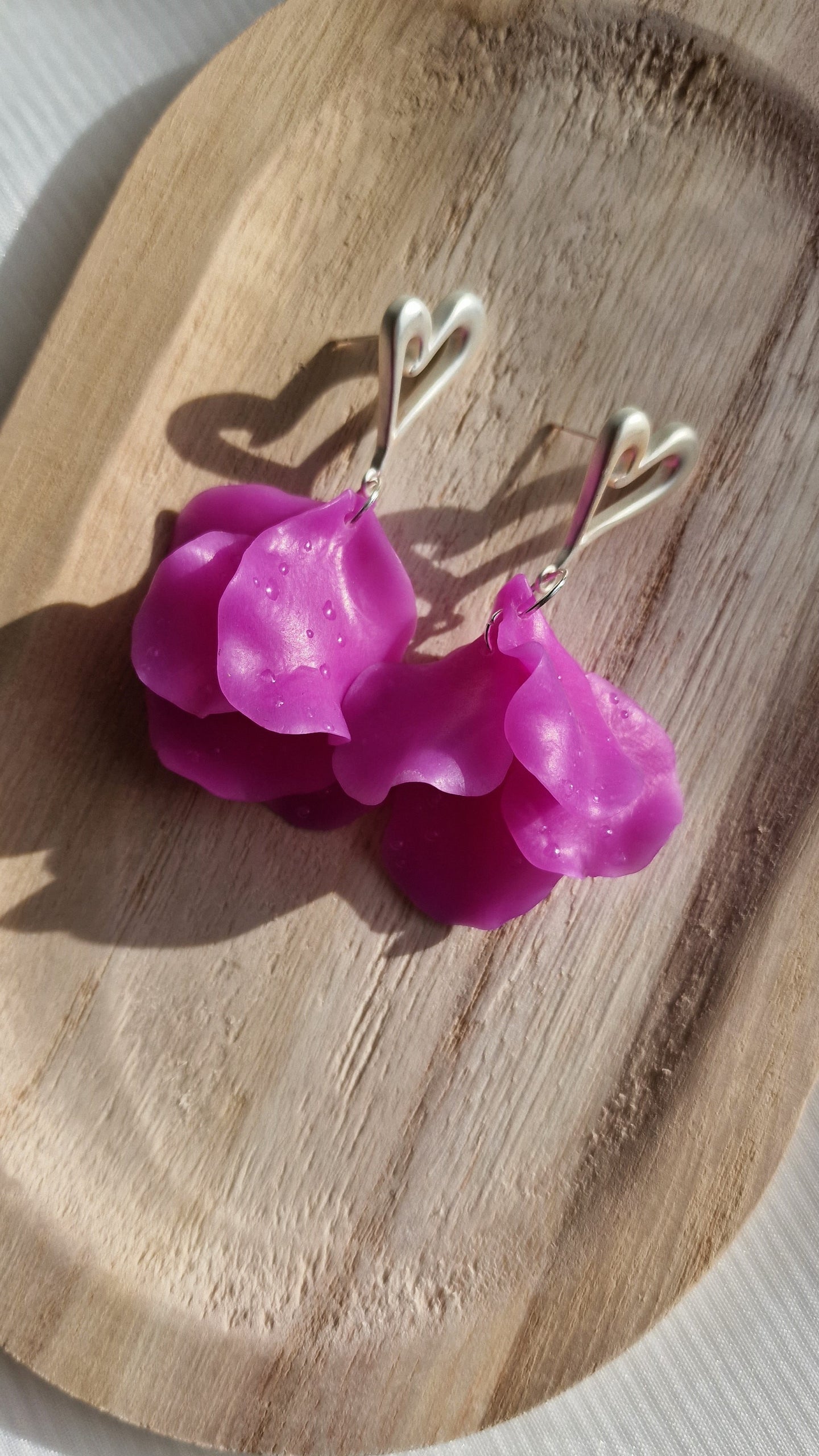 Fuchsia Raindrop Petal - Silver