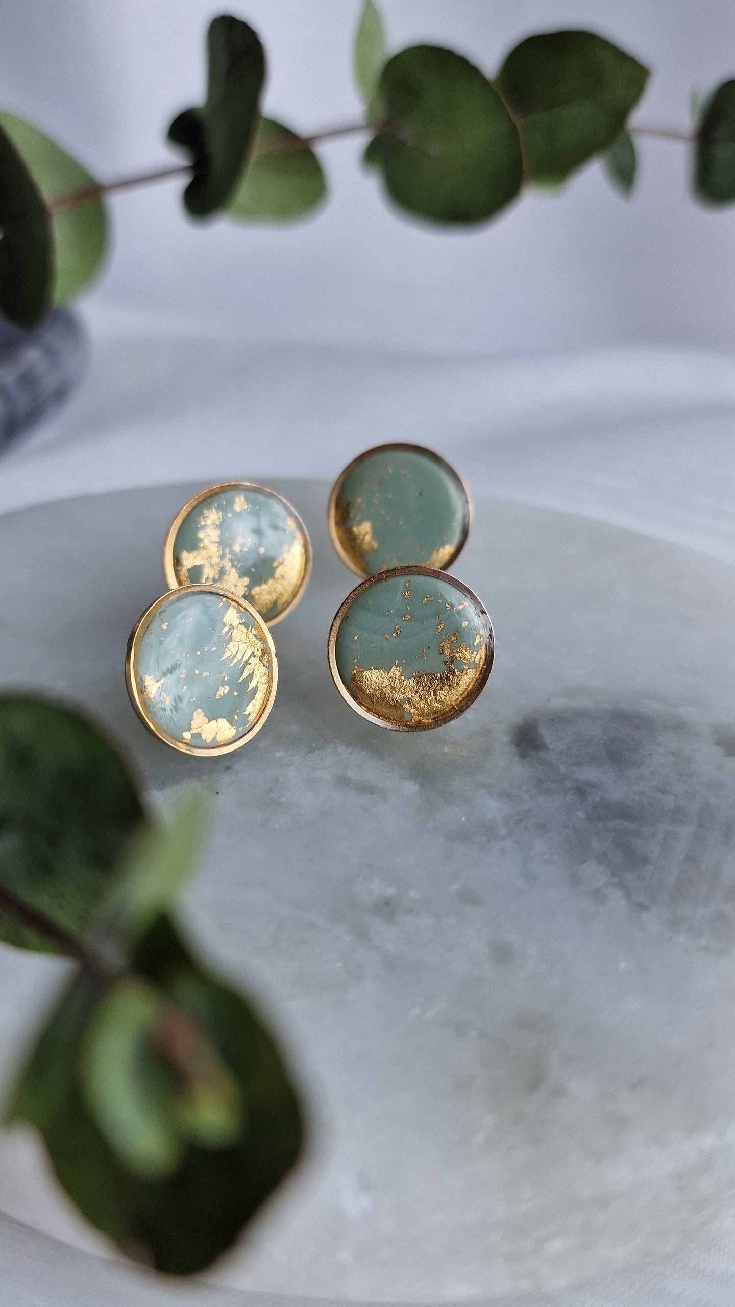 Sage Gold Studs