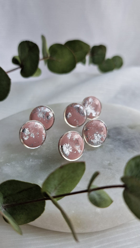 Silver Dusty Pink Studs