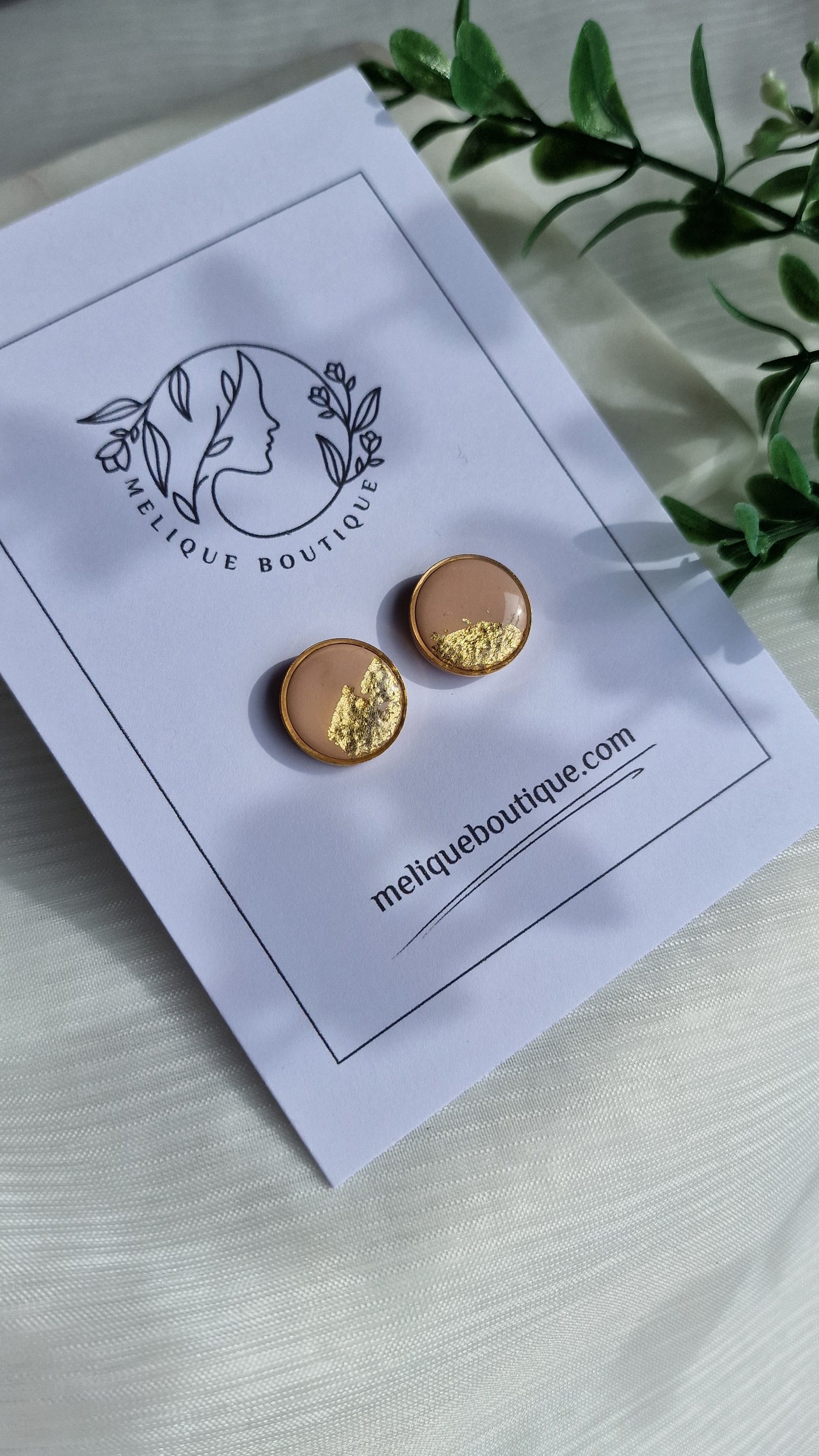 Gold Dusty Pink Studs