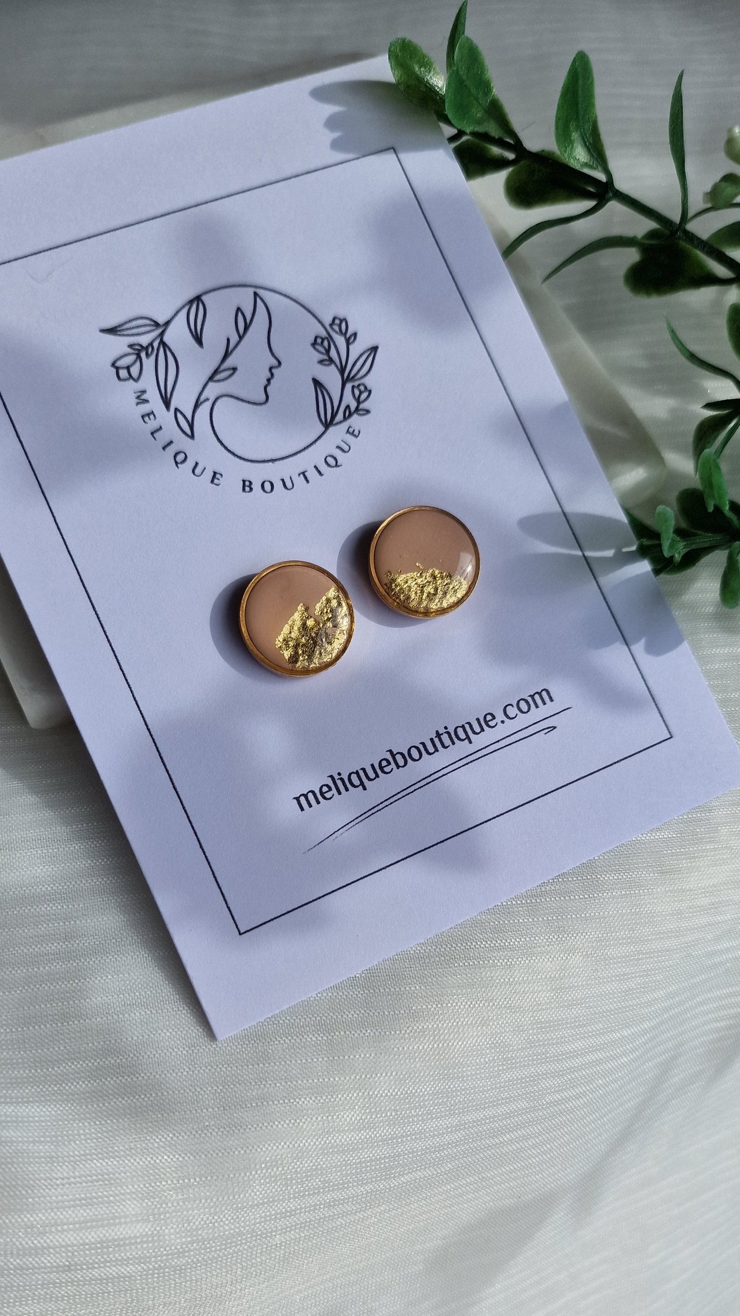 Gold Dusty Pink Studs